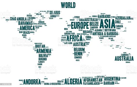 World Map With Country Names Stock Photo Download Image
