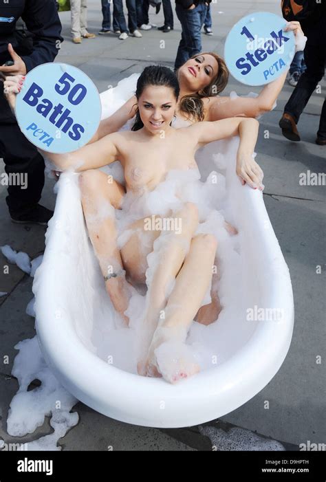 Monica Harris And Victoria Eisermann PETA Hosts A Bath With Nearly Nude Playbabe Models Victoria