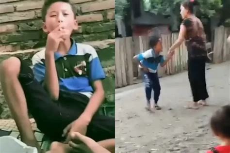 Bocah Ini Dapat Pukulan Cinta Emak Gegara Merokok Netizen