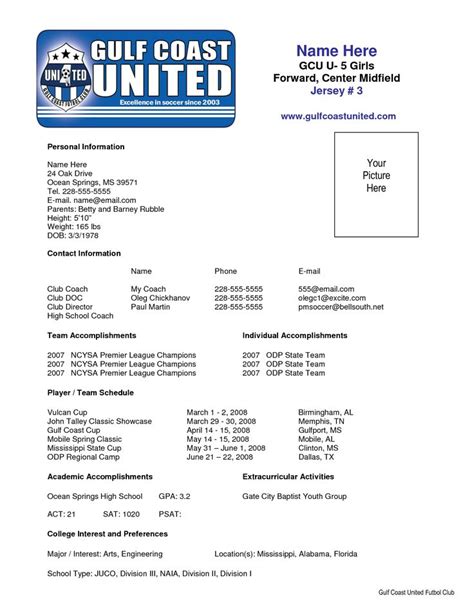 The best 5 coaching form templates: Sample Soccer Resume | College info, College sports