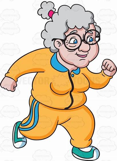 Grandma Running Clipart Cartoon Hair Vectortoons Curly