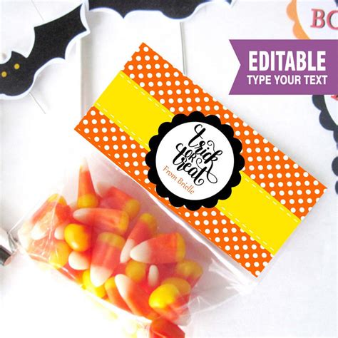 Editable Printable Halloween Trick Or Treat Bag Topper Custom Treat
