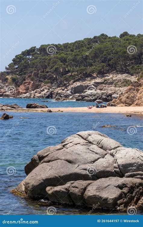 Vertical Shot Of A Nudist Beach On A Sunny Day In Palamos Costa Brava Spain Editorial