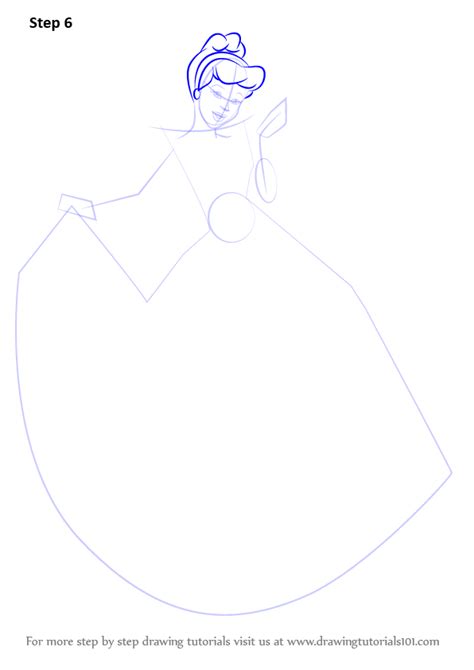 Continue to sketch in the pleats on her dress, and then draw in the ruffled underskirt that she wears. Learn How to Draw Princess Cinderella (Cinderella) Step by ...