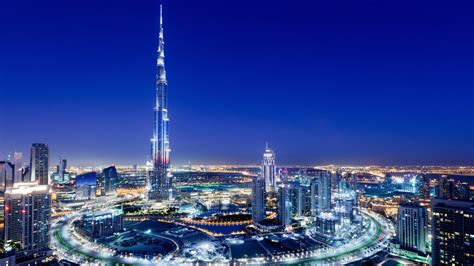 United Arab Emirates Dubai Night City Scenery Bustling Skyline