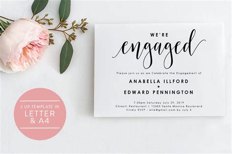 Print hard copies on your home printer, or take the file to a local print shop. Engagement Invitation - Editable PDF ~ Wedding Templates ...
