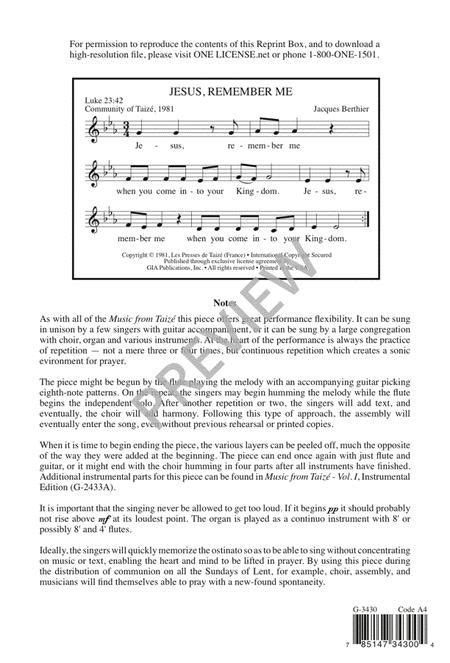 Jesus Remember Me By Jacques Berthier Octavo Sheet Music For Satb