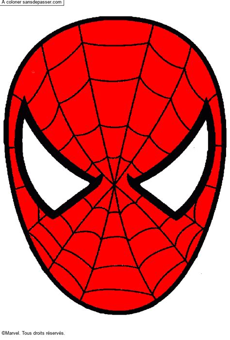 Avec ses super pouvoirs hors du commun, spiderman survole les buildings avec sa toile qui sort de sa main. Dessin colorié : Masque de Spiderman par un invité - Sans ...