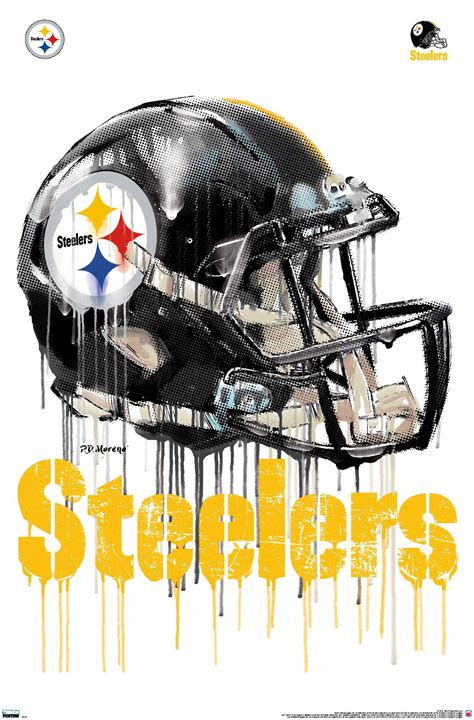NFL Pittsburgh Steelers Drip Helmet 20 Wall Poster 22 375 X 34