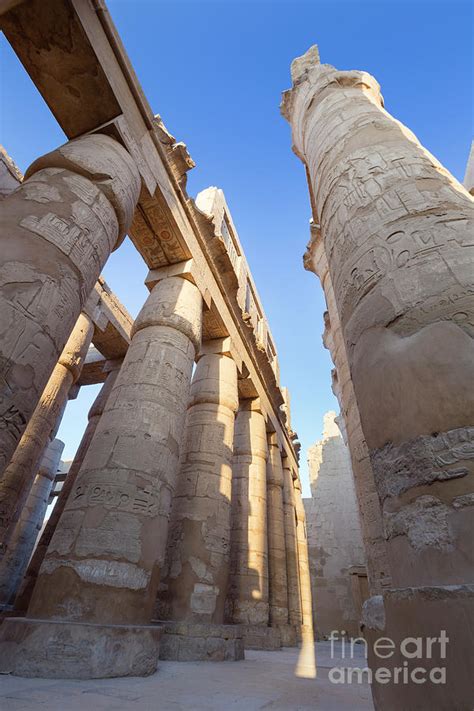 Pillars In The Great Hypostyle Hall Temple Of Karnak Luxor Eg