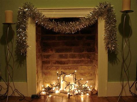 Fireplace With Fairy Lights Decorating With Christmas Lights