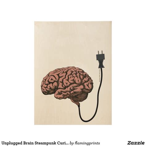 Unplugged Brain Steampunk Curiosity Anatomy Wood Poster Uk