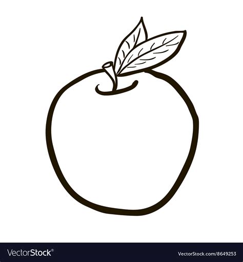 Black And White Freehand Drawn Cartoon Apple Vector Image