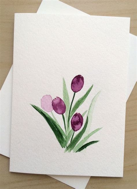 If you want to make a handmade greeting card, fold a sturdy piece of cardstock in half. Hand painted Greeting Card, 5x7,Purple Tulips Blank Card ...