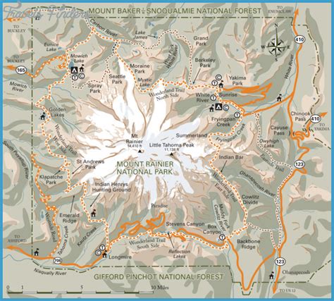 Mt Rainier Hiking Trails Map Travelsfinderscom