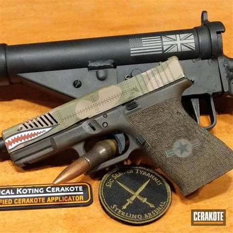 Glock 19 Multicam A10 Warthog Laser Engravestippling Cerakote