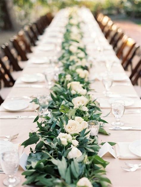 An edible table centerpiece can be fun. 15 Greenery Garland Wedding Centerpiece Ideas for Long ...