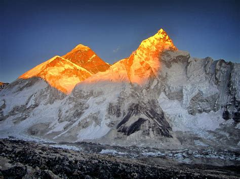 Desktop Wallpaper Mount Everest Golden Peak Sunset Nature Hd Image