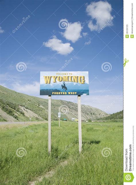 Welcome To Wyoming Road Sign Stock Image Image Of