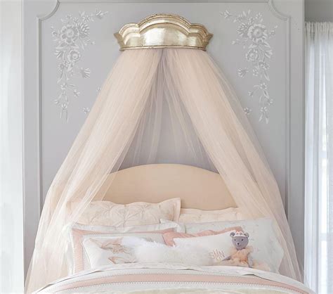 I made a canopy over my daughter's bed by sawing a hula hoop in half. Monique Lhuillier Metallic Cornice Canopy | Pottery Barn ...