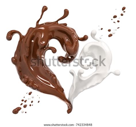 Splash Chocolate Milk Chocolate Heart Isolated Stock Illustration 742334848