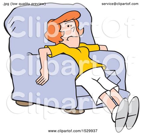 Clipart Of A Cartoon Exhausted Or Depressed White Woman In A Chair