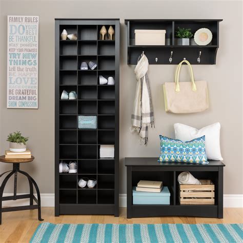 Shoe storage for home staging and spacious entryway designs. Prepac Space-Saving Entryway Organizer with Shoe Storage ...