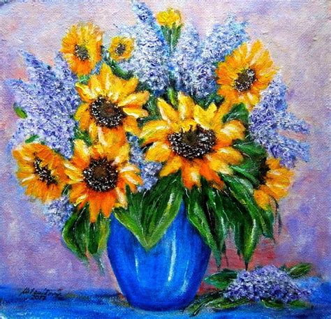 Still Life With Sunflowers Painting By Milka Urbaníková Artmajeur