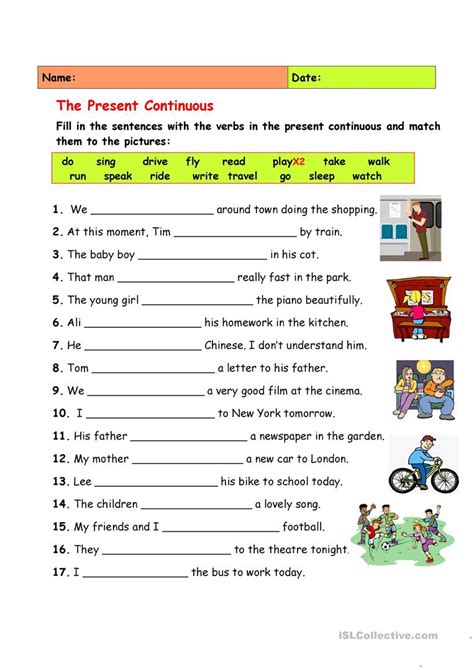 Present Continuous English ESL Worksheets For Distance Learning And Physical Classrooms