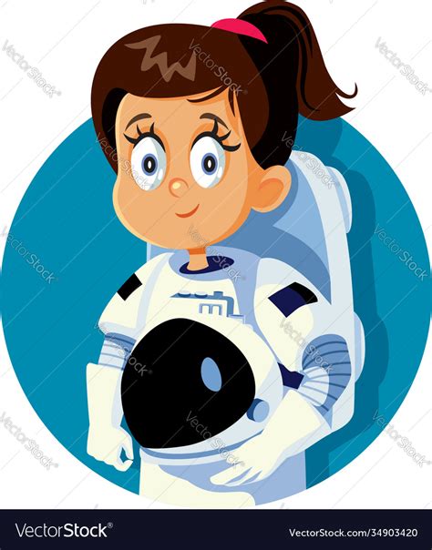 Girl Dreaming Becoming An Astronaut Cartoon Vector Image
