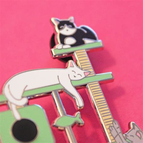 New Xl Cat Tree Hard Enamel Pin Lapel Pin Clorty Cat Crafts