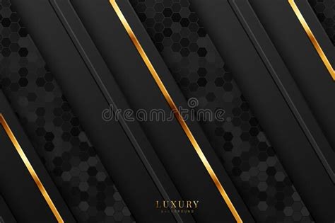 Abstract Luxury Dark Background With Golden Lines Combinations Stock