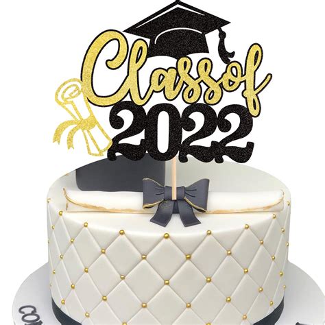 Buy 1 Pcs Class Of 2022 Cake Topper With Gold Glitter Diploma 2022