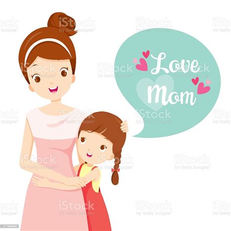 Daughter Hugging Her Mother Stock Illustration Download Image Now