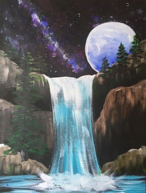 How To Paint Galaxy Falls Step By Step Painting Canvas Painting