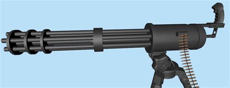 Chaingun Minigun Con Cadena De Bala Aparejado Modelo 3d 45 C4d