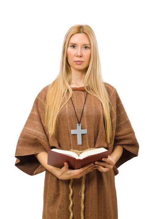 The Christian Woman Isolated On The White Stock Photo Image Of