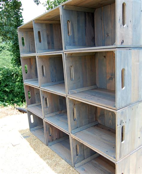 Dozen Wooden Crates Wall Unit Bookcase Storage Crate