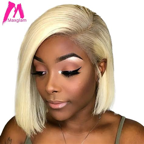 Aliexpress Com Buy Maxglam Blonde Lace Front Wig 613 Human Hair Wigs