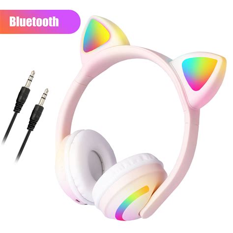Kids Headphones Tsv Cat Ear Bluetooth Headphone Led Light Up Kids