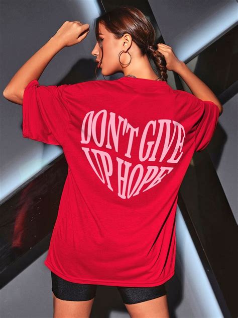 Slogan Graphic Drop Shoulder Oversized Tee In 2023 Tees T Shirts For Women Oversized Tee