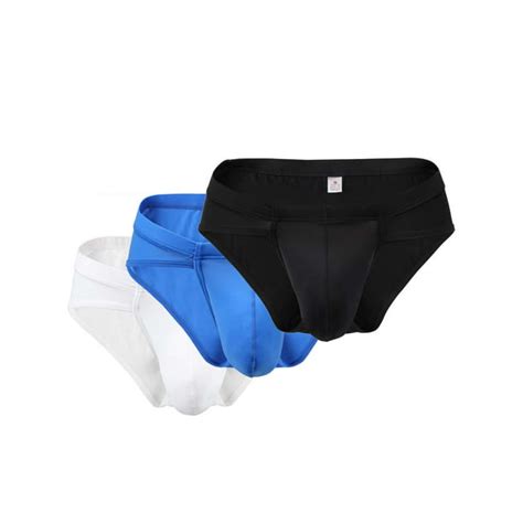 Avamo 3 Pack Mens Low Rise Ice Silk Thong Underwear With Enhancing Bulge Pouch Sexy Bikini