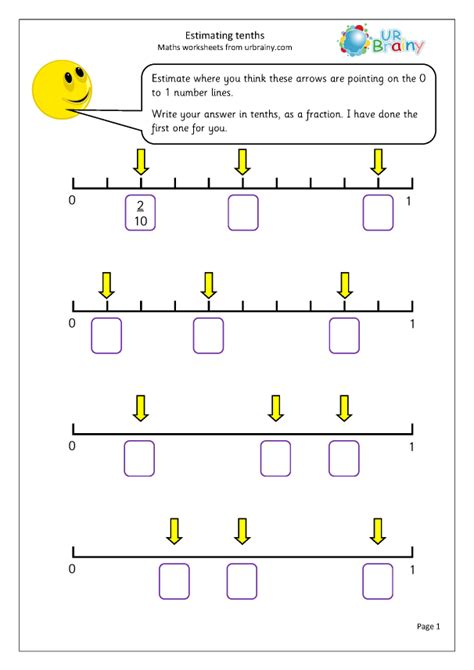 Estimate Tenths Fraction Worksheets For Year 3 Age 7 8 By