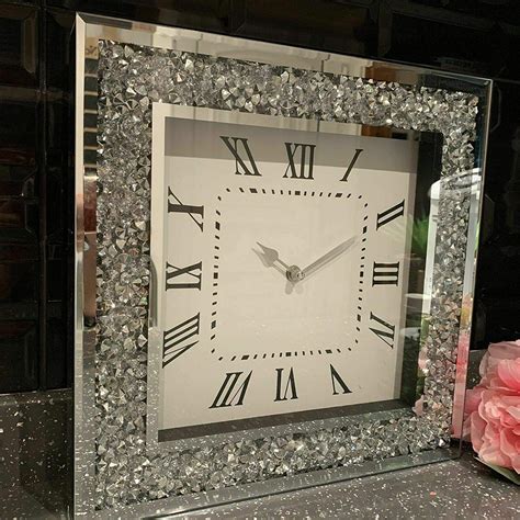 Deenz Extra Large Loose Diamante Wall Clock Elegant Diamond Crystal