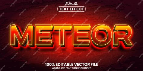 Premium Vector Meteor Text Font Style Editable Text Effect