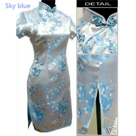 traditional chinese women s silk satin floral mini dress cheongsam qipao retro ebay
