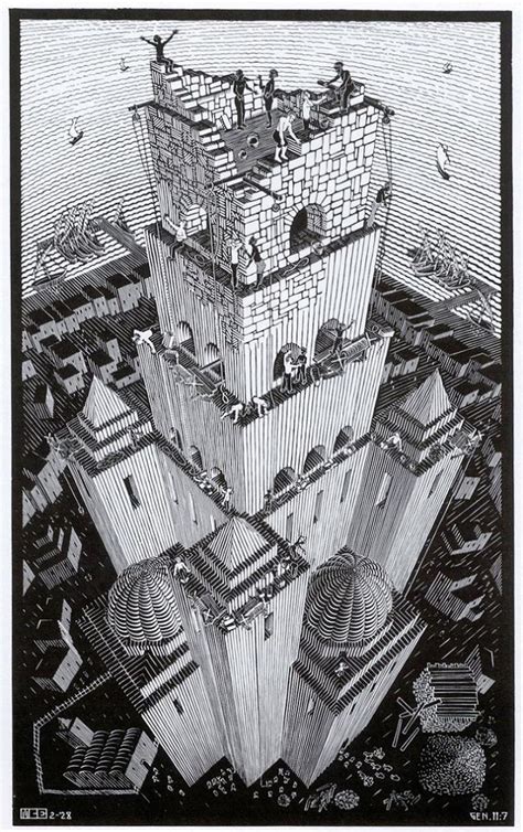 M C Escher Tower Of Babel Art Print Escher Art Tower Of Babel