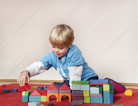 Boy With Toy Building Blocks Stock Image F0035550 Science Photo