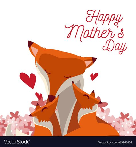 Happy Mothers Day Fox Cartoon Royalty Free Vector Image