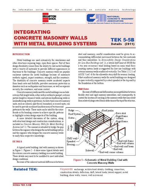 Tek 5 5b Integrating Concrete Masonry Walls With Metal Building Systems